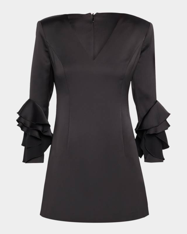 Klara Ruffle-Cuff Mini Sheath Dress